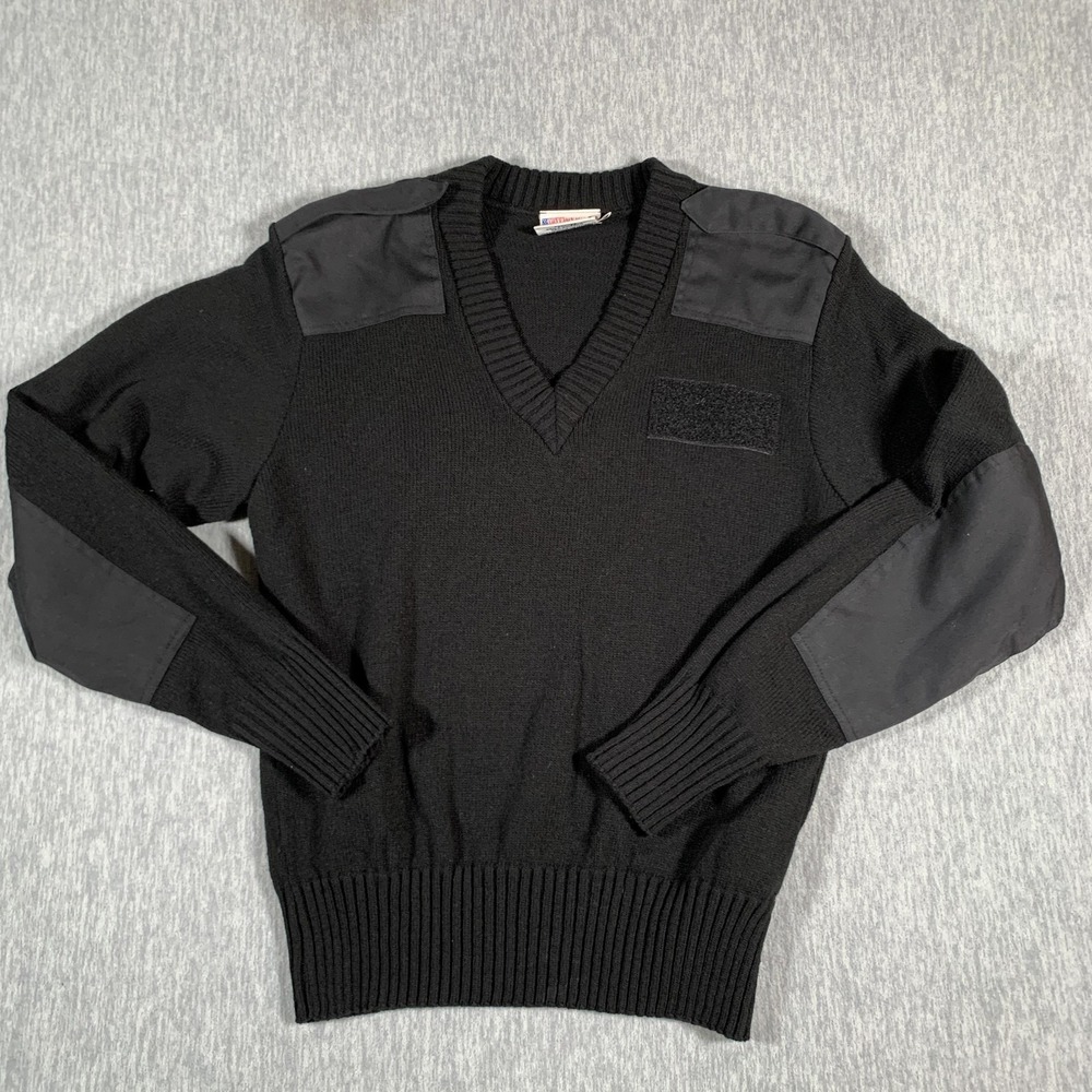 Vintage Jack Young Sweater Mens Medium Black V Neck Commando Made USA 80s